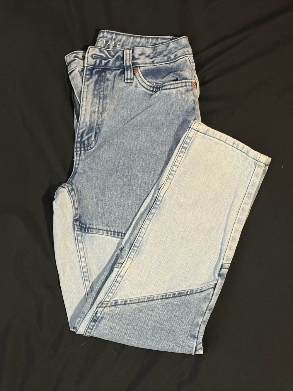 Aeropostale Two-Tone Light Wash Mom Jeans